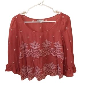 American Eagle Outfitters XS Red and white blouse